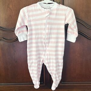 KISSY KISSY Pink and White Striped Footie 6-9M
